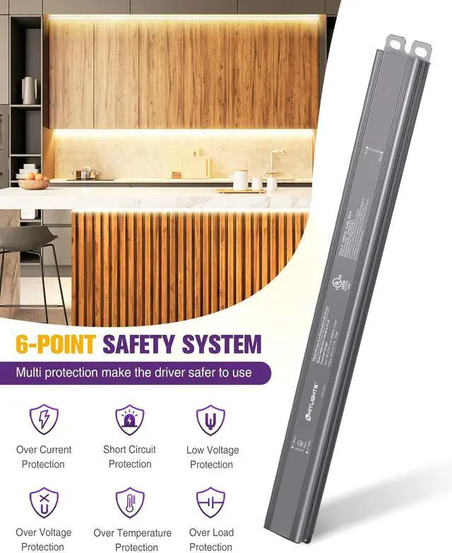 Alt view image 4 of 7 - 100W Dimmable LED Driver, 120VAC to 24VDC Transformer, UL Listed IP66 Waterproof, Triac/ELV/MLV Dimming, Slim Power Supply for LED Strip Lights Signs, Compatible with Lutron Leviton Dimmer