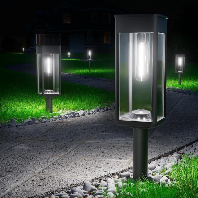 Main image of Solar Lights Outdoor, 12 Pack, 3 Heights, Cool White, IP65 For pathways and gardens, Garden Pathway Lights Solar Waterproof pair 3 heights with auto on/off and 1124 h runtime