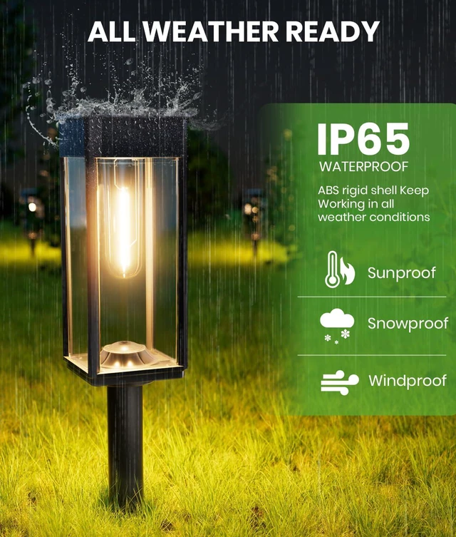 Alt view image 2 of 6 - Bright Solar Square Pathway Lights 2700, 12 Pack, Warm White, IP65 For pathways and landscapes, Solar Landscape Lights Waterproof pair 3 adjustable heights and auto on/off with 1124 h runtime