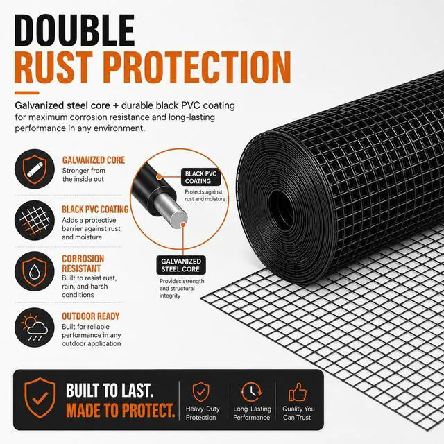 Alt view image 2 of 7 - Black Hardware Cloth 1/2 inch 36 x 100 ft 19 Gauge Chicken Wire Mesh Roll, Chicken Wire Fencing, Wire Fence Roll, Tree Guard, Mesh & Wire Cloth, Rat Wire