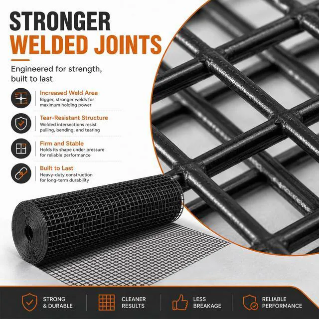 Alt view image 3 of 7 - Black Hardware Cloth 1/2 inch 36 x 100 ft 19 Gauge Chicken Wire Mesh Roll, Chicken Wire Fencing, Wire Fence Roll, Tree Guard, Mesh & Wire Cloth, Rat Wire