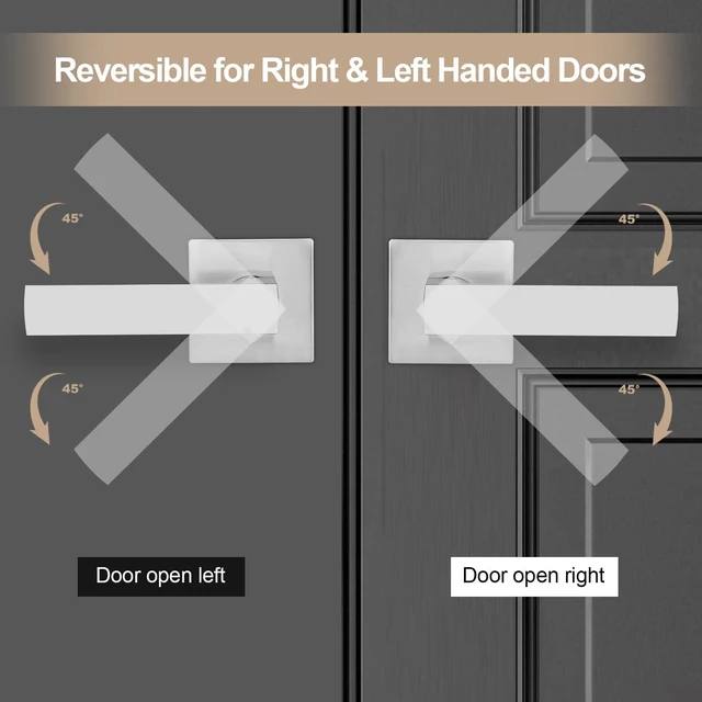 Alt view image 7 of 7 - Square Passage Door Lever, Heavy Duty Interior Door Handles for Hallway& Closet Non-Locking Door Knob in Satin Nickel Keyless Door Lockset for Right & Left Side Door, 6 Pack