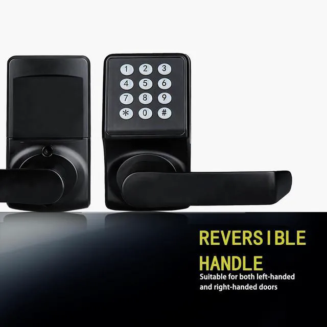 Alt view image 2 of 6 - Keypad Door Lock with Handle, Digital Door Lock with Keypad Set,Keyless Entry Door Locks with Handle-IC Card and Anti-peep Password- Easy Installation for Home, Hotel-Matte Black-2PACK Set
