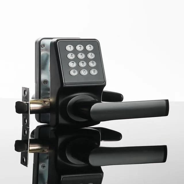 Alt view image 5 of 6 - Keypad Door Lock with Handle, Digital Door Lock with Keypad Set,Keyless Entry Door Locks with Handle-IC Card and Anti-peep Password- Easy Installation for Home, Hotel-Matte Black-2PACK Set