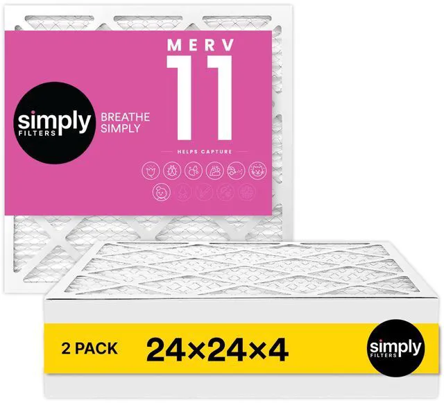Main image of 24x24x4 Air Filter, MERV 11, MPR 1000, 2 Pack, Furnace Air Filter for HVAC (Actual Size: 23.5"x23.5"x3.63") DUST, Pet & Allergy Control