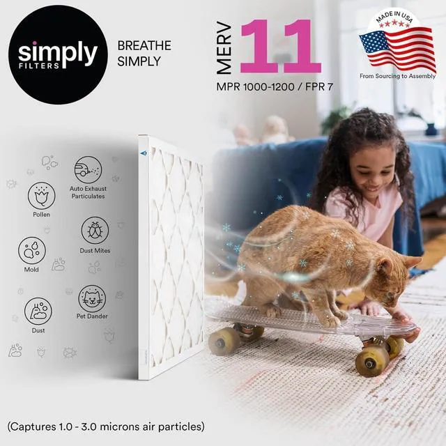 Alt view image 3 of 7 - 24x24x4 Air Filter, MERV 11, MPR 1000, 2 Pack, Furnace Air Filter for HVAC (Actual Size: 23.5"x23.5"x3.63") DUST, Pet & Allergy Control