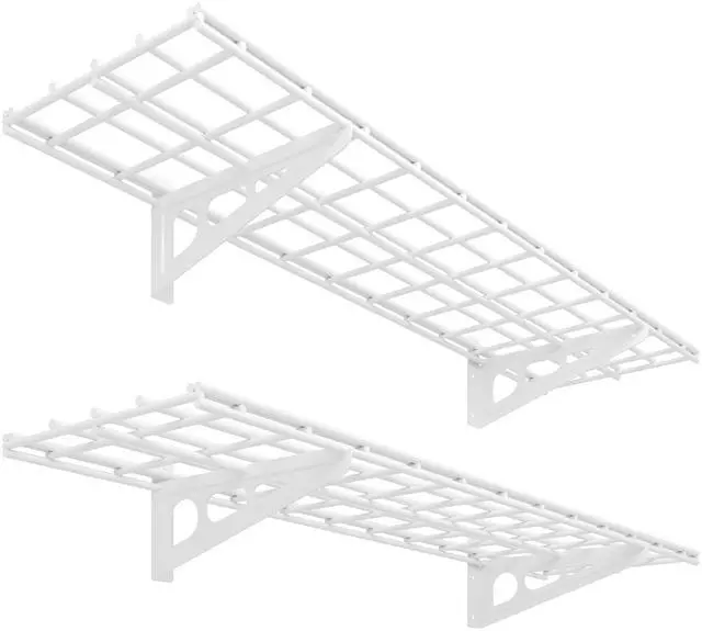 Main image of 2-Pack 1x4ft 12-inch-by-48-inch Wall Shelf Garage Storage Rack Wall Mounted Floating Shelves, 450 lbs Load Capacity, White, Classic Series