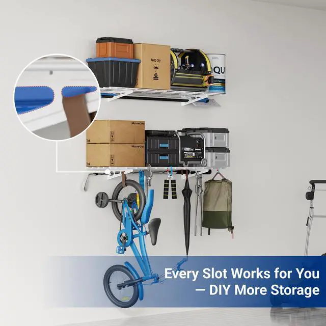 Alt view image 6 of 7 - 2-Pack 1x4ft 12-inch-by-48-inch Wall Shelf Garage Storage Rack Wall Mounted Floating Shelves, 450 lbs Load Capacity, White, Classic Series