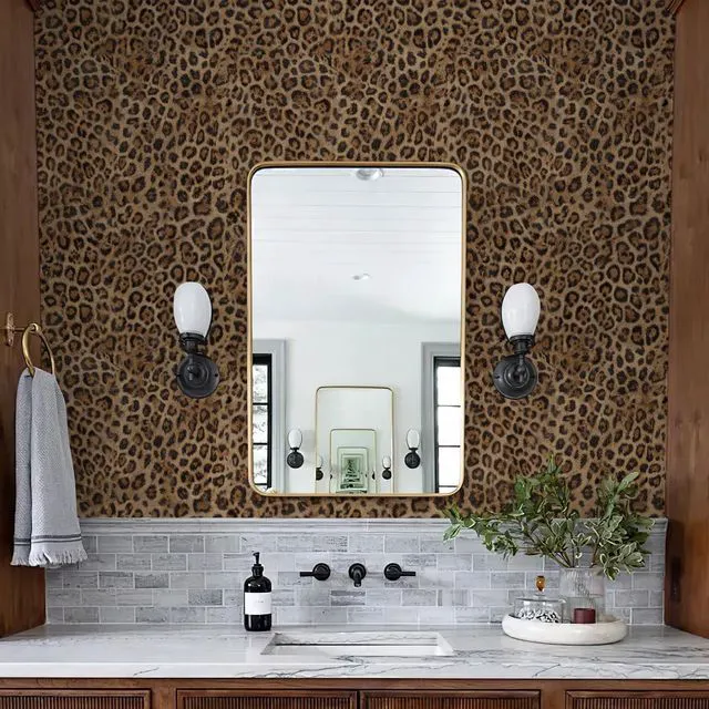Alt view image 5 of 7 - Upgraded 3D Faux Fur Leopard Print Wallpaper 17.3"x1200" Removable Peel and Stick Contact Paper, Brown & Black Cheetah Animal Print, Renter Friendly Wall Decor for Bedroom, Bathroom, Closet