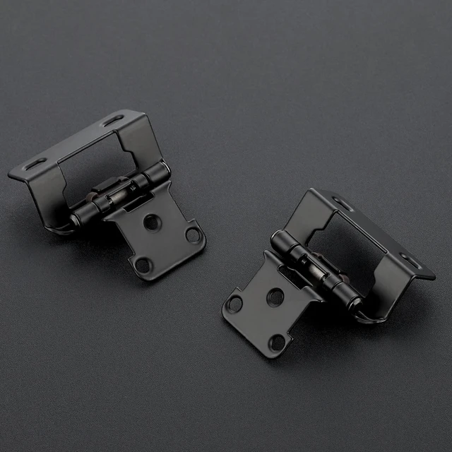 Alt view image 2 of 7 - Black Kitchen Cabinet Hinges, Semi Wrap 1/2 Inch Overlay, 60 Pack Self-Closing Design, Semi Wrap Around Hinge,for Face Frame Cupboard, Matte Black Face Mount Cabinet Hardware,with Screwdriver