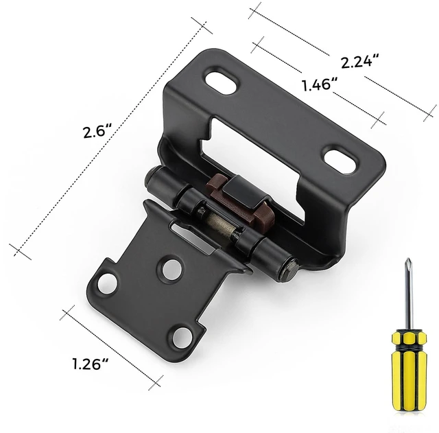 Alt view image 3 of 7 - Black Kitchen Cabinet Hinges, Semi Wrap 1/2 Inch Overlay, 60 Pack Self-Closing Design, Semi Wrap Around Hinge,for Face Frame Cupboard, Matte Black Face Mount Cabinet Hardware,with Screwdriver