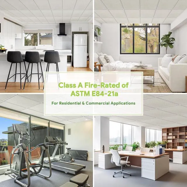 Alt view image 4 of 7 - 2ft x 2ft Printed Pro Ceiling TileDrop Ceiling Tiles 24 x 24in. Waterproof, Washable and Fire-Rated - Reusable - High-Grade PVC to Prevent Breakage-Package of 12 Tiles