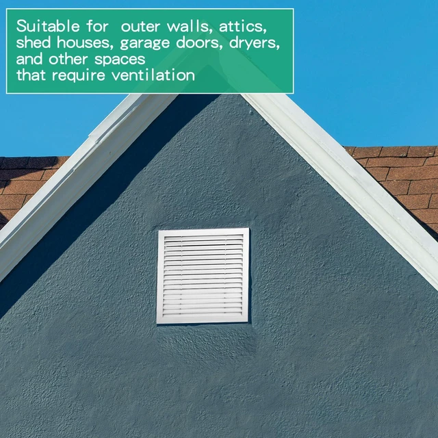 Alt view image 6 of 6 - 2 Pcs 26" x 26" Gable Vent Aluminum Alloy Wall Vents Shed Attic Vent with Screen Return Air Grill with Screws, for Ventilation Exterior Doors Wall House (White)