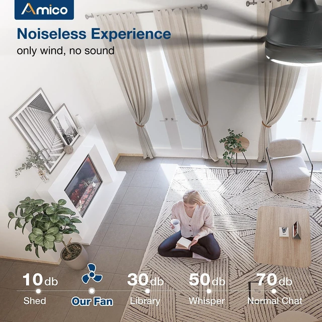 Alt view image 5 of 7 - 72 Inch Ceiling Fans with Lights and Remote, Walnut 6 Speed Reversible DC Motor, 3CCT, Dimmable, Quiet, Timer, Large Modern Ceiling Fan for Living room, Indoor/Outdoor