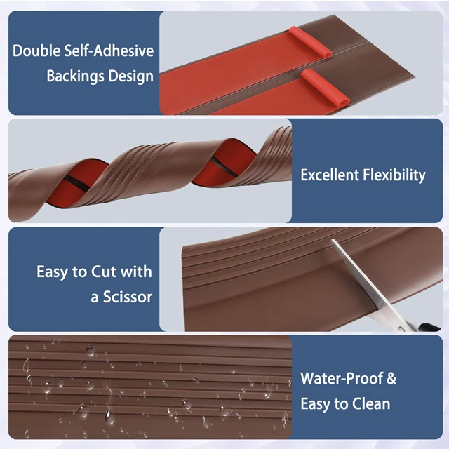 Alt view image 2 of 6 - Stair Edge Trim Self Adhesive Rubber Stair Nosing Edge Protector Non-Slip Stair Edging Rubber Stair Nose Molding Peel and Stick Edging Trim for Indoor & Outdoor Use (Brown, 4 In x 40 Ft)