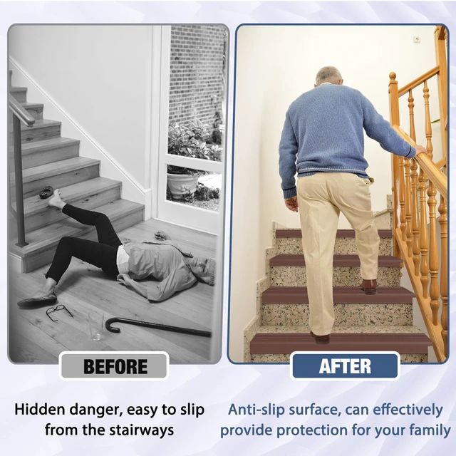 Alt view image 4 of 6 - Stair Edge Trim Self Adhesive Rubber Stair Nosing Edge Protector Non-Slip Stair Edging Rubber Stair Nose Molding Peel and Stick Edging Trim for Indoor & Outdoor Use (Brown, 4 In x 40 Ft)
