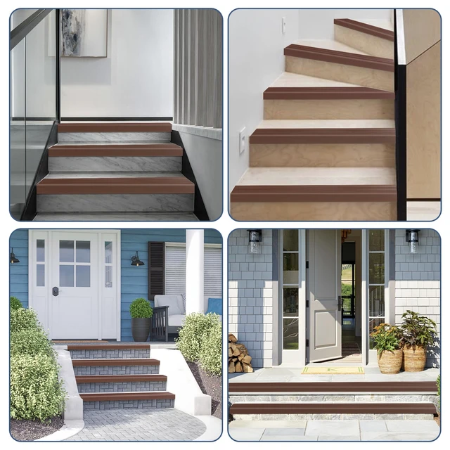 Alt view image 6 of 6 - Stair Edge Trim Self Adhesive Rubber Stair Nosing Edge Protector Non-Slip Stair Edging Rubber Stair Nose Molding Peel and Stick Edging Trim for Indoor & Outdoor Use (Brown, 4 In x 40 Ft)