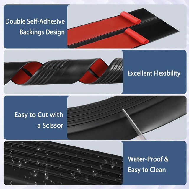 Alt view image 2 of 6 - Stair Edge Trim Self Adhesive Rubber Stair Nosing Edge Protector Non-Slip Stair Edging Rubber Stair Nose Molding Peel and Stick Edging Trim for Indoor & Outdoor Use (Black, 4 In x 20 Ft)