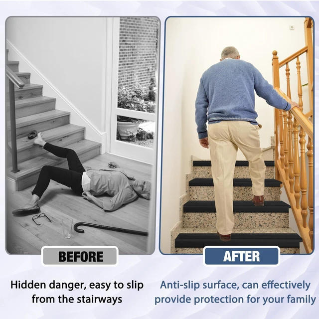 Alt view image 4 of 6 - Stair Edge Trim Self Adhesive Rubber Stair Nosing Edge Protector Non-Slip Stair Edging Rubber Stair Nose Molding Peel and Stick Edging Trim for Indoor & Outdoor Use (Black, 4 In x 20 Ft)