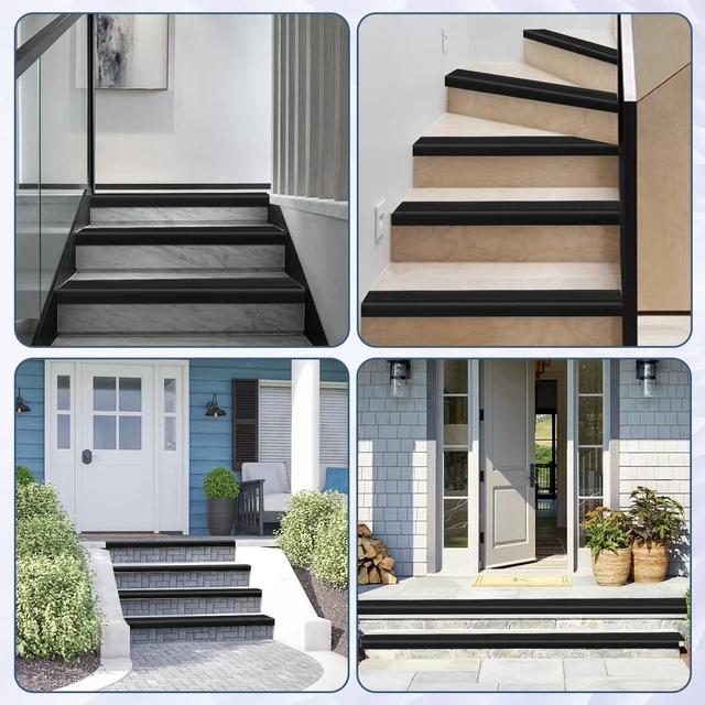 Alt view image 6 of 6 - Stair Edge Trim Self Adhesive Rubber Stair Nosing Edge Protector Non-Slip Stair Edging Rubber Stair Nose Molding Peel and Stick Edging Trim for Indoor & Outdoor Use (Black, 4 In x 20 Ft)
