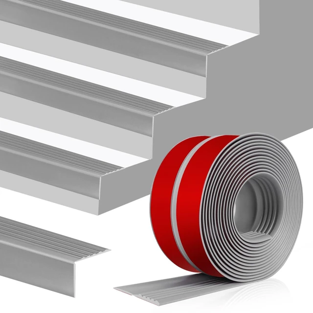 Main image of Stair Edge Trim Self Adhesive Rubber Stair Nosing Edge Protector Non-Slip Stair Edging Rubber Stair Nose Molding Peel and Stick Edging Trim for Indoor & Outdoor Use (Gray, 4 In x 20 Ft)