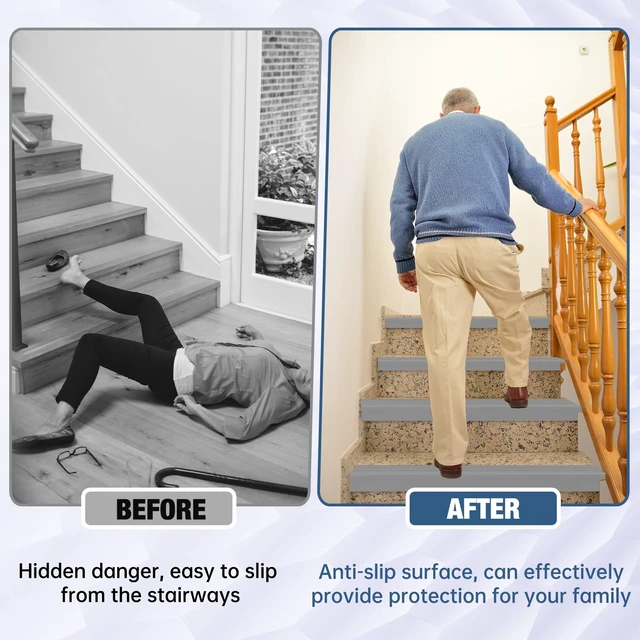 Alt view image 4 of 6 - Stair Edge Trim Self Adhesive Rubber Stair Nosing Edge Protector Non-Slip Stair Edging Rubber Stair Nose Molding Peel and Stick Edging Trim for Indoor & Outdoor Use (Gray, 4 In x 20 Ft)