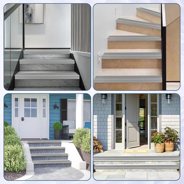 Alt view image 6 of 6 - Stair Edge Trim Self Adhesive Rubber Stair Nosing Edge Protector Non-Slip Stair Edging Rubber Stair Nose Molding Peel and Stick Edging Trim for Indoor & Outdoor Use (Gray, 4 In x 20 Ft)