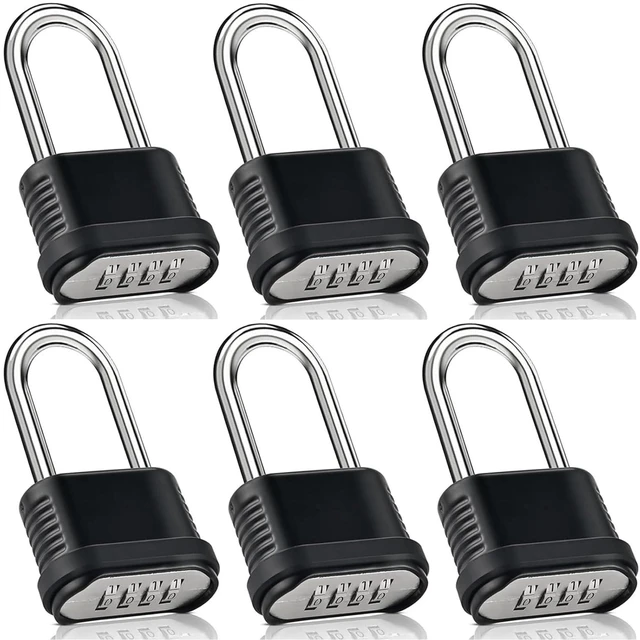 Main image of 4 Digit Heavy Duty Combination Lock - 105mm Long Shackle Weatherproof Combination Padlock, Outdoor Combo Lock for Storage Units, Gym Lockers, Fence Gates & Shed Doors - Black (6pcs)