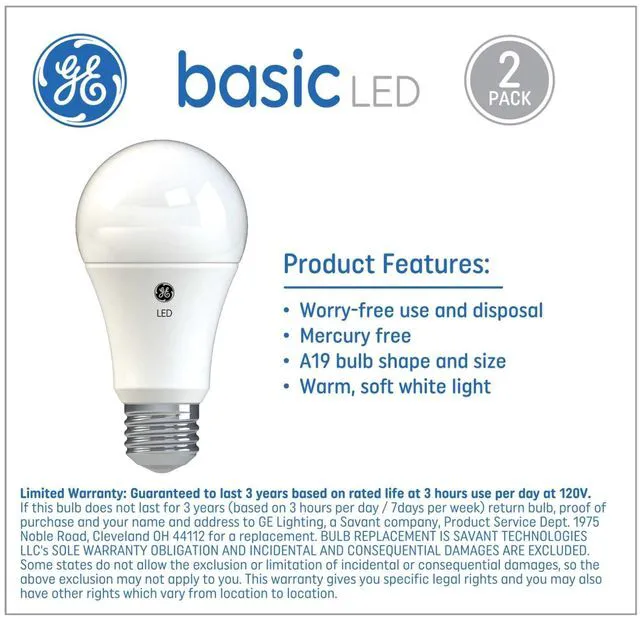 Alt view image 3 of 7 - Basic LED Light Bulbs, 100 Watt, Soft White, A19, Medium Base 2 Count (Pack of 6)