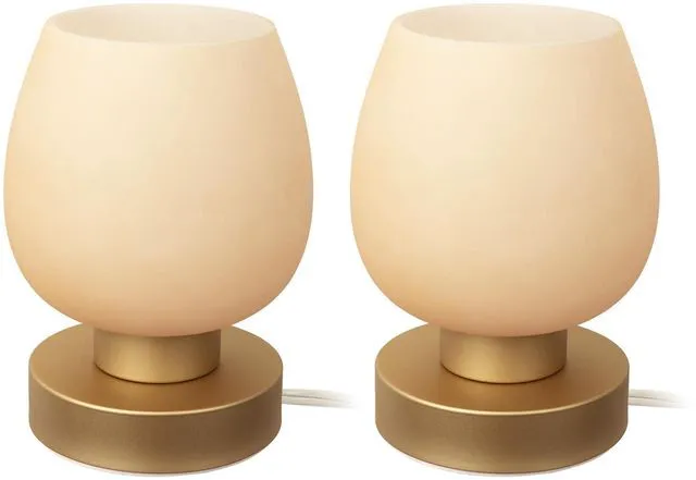 Main image of Touch Bedside Table Lamp Set of 2 - Small Modern Table Lamp for Bedroom Living Room Nightstand, 3-Way Dimable Desk lamp with Desert Titanium Color Glass Lamp Shade, 2700K LED Bulb, Simple Design