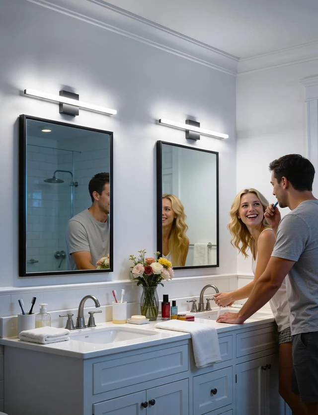 Alt view image 7 of 7 - Black Vanity Lights Over Mirror, LED Modern Bathroom Wall Lamps 24 Inch Long, Soft Shadow Free, Linear Light Bar for Restroom, IP44 Rustproof, Lámparas Para Baños, Cool White 6000K, 2 Pack