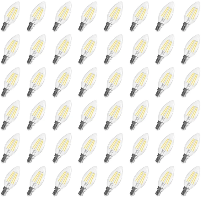Main image of 48 Pack E12 Candelabra Bulb, LED Chandelier Light Bulbs 40 Watt Equivalent 5000K Daylight E12 Bulb, Non-Dimmable Candelabra Light Bulbs for Ceiling Fans, B10 Candle LED Bulb 400LM, 90+CRI Clear Glass