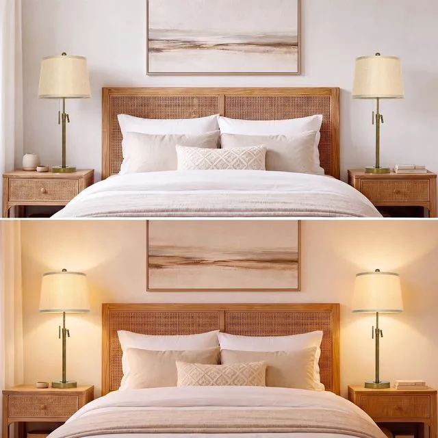 Alt view image 6 of 7 - Antique Bronze Table Lamps Set of 2 Adjustable Height 22" to 30"Tall 3 Brightness Way Bedside Nightstand with Pull Chain Switch Pole Lights for Living Room Guest Bedroom End Table(Bulbs Included)