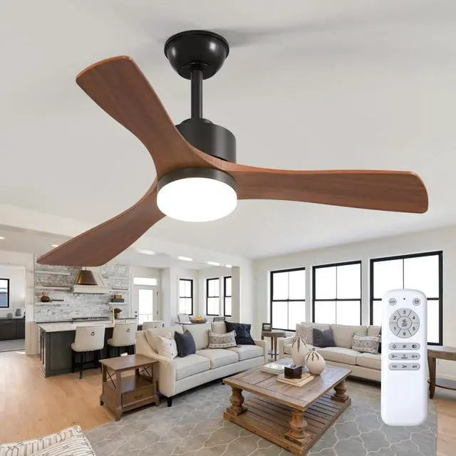 Main image of 42 Inch Solid Wood Ceiling Fans with Lights and Remote Control 3CCT dimmable light, quiet reversible DC motor, 6 speeds, memory, timer; bedrooms, living rooms, covered patios and gazebos