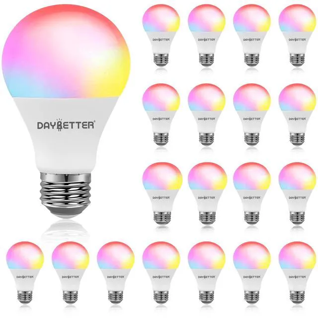 Main image of Smart Light Bulbs, A19 WiFi RGBCW Color Changing Led Light Bulbs Smart Bulb that Work with Alexa,Google Assistant,Music Sync,9W 800LM E26,Dimmable Light Bulb,Ceiling Fan Light Bulbs,20 Pack