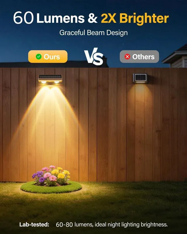 Alt view image 4 of 7 - Solar Fence Lights Outdoor, 16 Pack Fence Lights Solar Powered 60LM Solar Fence Lights, 9 RGB Color Modes, IP65 Waterproof, 12H Dusk to Dawn Glow for Pool/Deck/Patio/Wall/Backyard - Brown