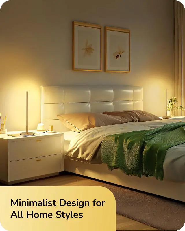Alt view image 6 of 7 - LED Table Lamp Set of 2, Modern Desk Lamps for Living Room, Gold Stepless Dimmable, Metal Finish, 3 Color Temperature, 6W, Ideal for Bedroom, Corner