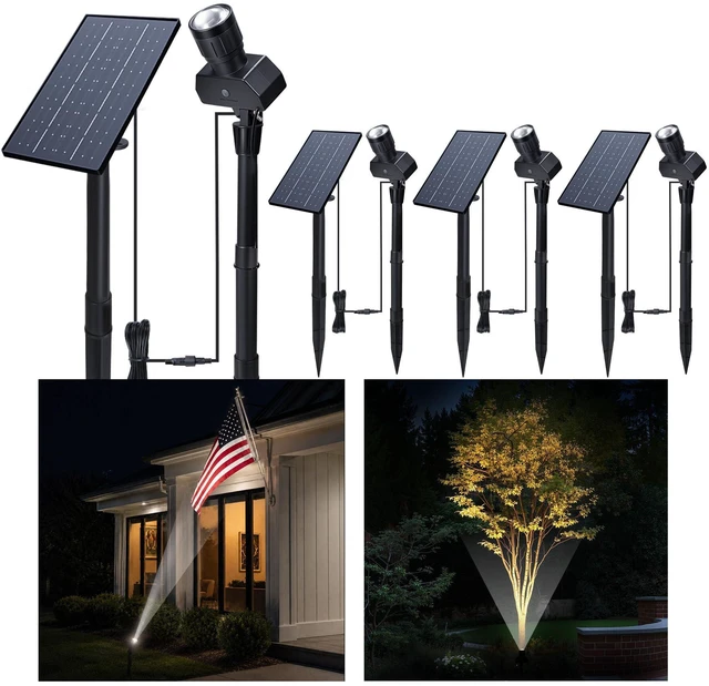 Main image of Outdoor Solar Spotlight, Adjustable Angle Landscape Spotlight Waterproof, 2500mAh All Night Separate Panel LED Uplight Dusk to Dawn, 5 Lighting Modes for Outside Patio Wall Path House 4 Pack