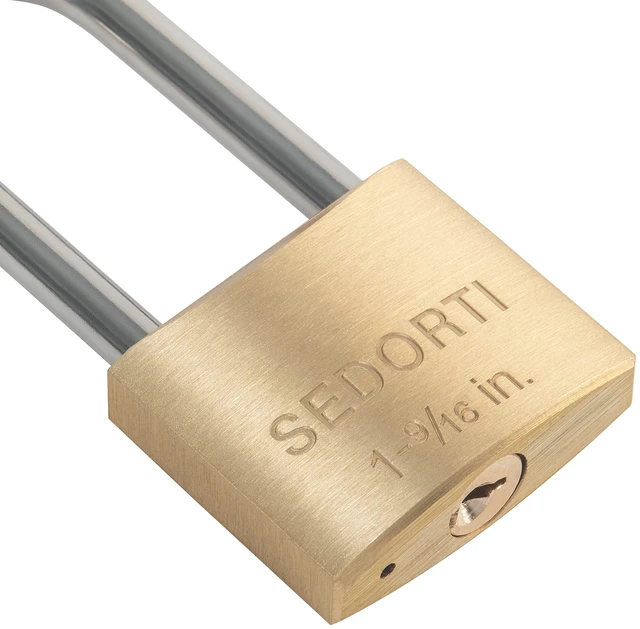 Alt view image 4 of 5 - Weatherproof Padlock with Stainless Steel 304 Long Shackle and Solid Brass Body, 1-9/16 in. Wide, 12 Padlocks Keyed Alike, Marine Grade Rustproof Lock for Outdoors Use YNBSP1240