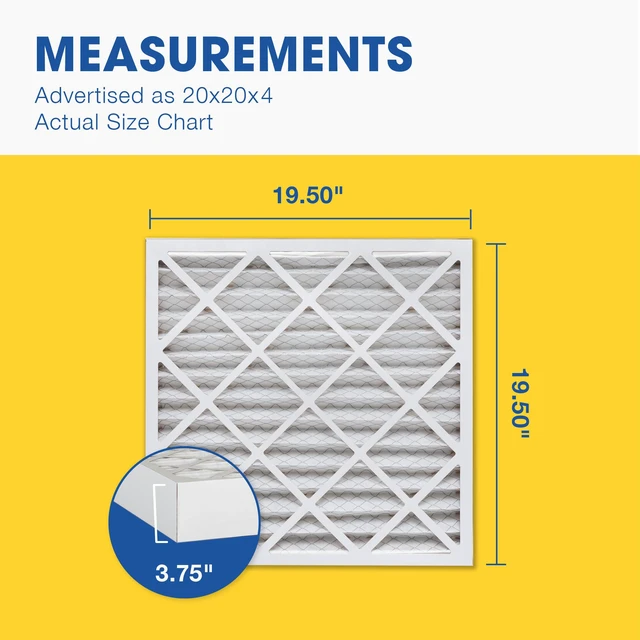 Alt view image 4 of 6 - Air Filter 20x20x4 MERV 8 AC Filter, HVAC, Furnace Filter, 6 Pack ACTUAL SIZE (19.50 x 19.50 x 3.75) AC Filter, HVAC, Furnace Filter Captures Dust, Lint & Pollen MERV 8 (MPR 600 / FPR 5)