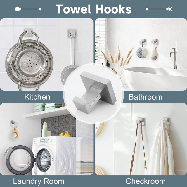 Alt view image 5 of 7 - 10-Piece Bathroom Hardware Accessories Set-Brushed Nickel Towel Bar, Holder & Racks-SUS304 Stainless Steel-Wall Mounted,23.6-Inch