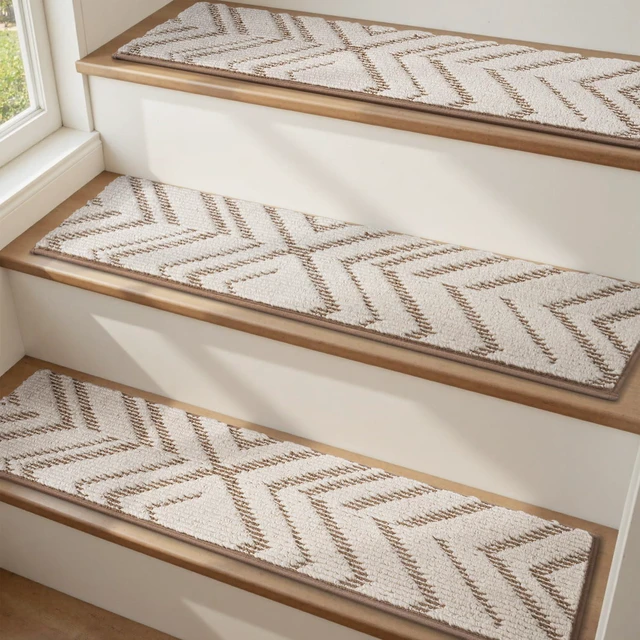 Main image of Stair Treads Non Slip, 15 PCS Stair Treads for Wooden Steps, 8"x30" 3D Peel and Stick Carpet Stair Tread Indoor, Residue-Free Adhesive Washable Stair Runner Rug for Kids, Elders & Pets, Brown