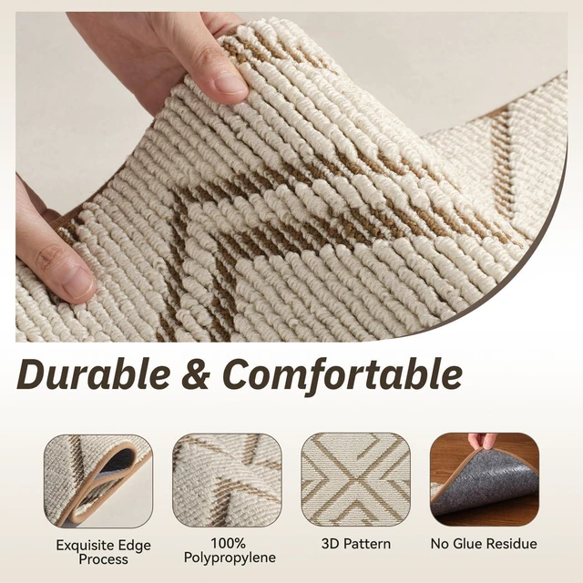 Alt view image 3 of 7 - Stair Treads Non Slip, 15 PCS Stair Treads for Wooden Steps, 8"x30" 3D Peel and Stick Carpet Stair Tread Indoor, Residue-Free Adhesive Washable Stair Runner Rug for Kids, Elders & Pets, Brown