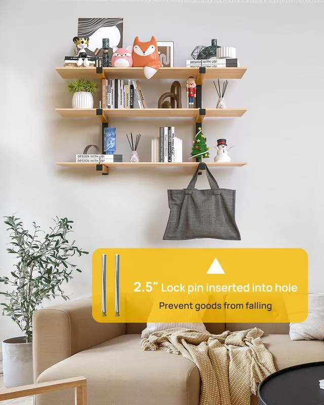 Alt view image 6 of 7 - Lumber Rack Wall Mount Storage Racks Folding Wood Organizer Heavy Duty Shelf Brackets With 9-Level 1080 Lbs Capacity Yellow Metal Utility Racks Garage Wall Shelving for Indoor and Outdoor Use (6 Pack)