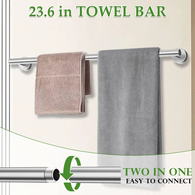 Alt view image 2 of 7 - 6-Piece Towel Bar Set Brushed Nickel Bathroom Hardware Accessories Set Includes 23.6in Towel Bar 2 Round Towel Ring Stainless Steel Wall-Mounted