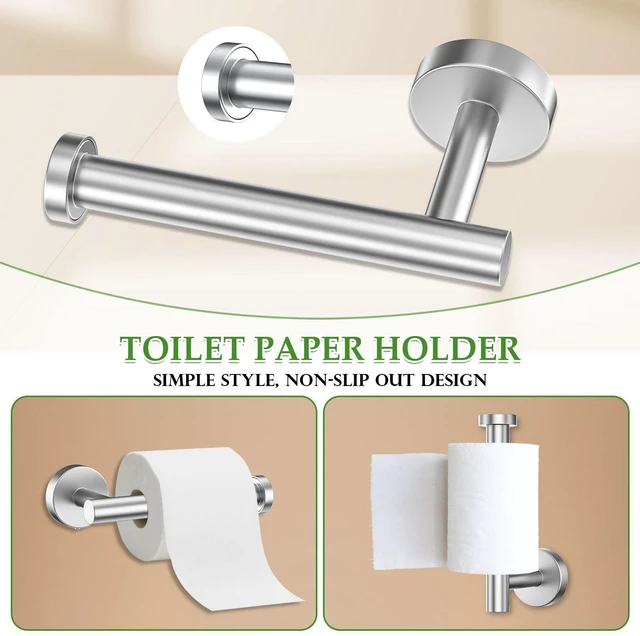 Alt view image 4 of 7 - 6-Piece Towel Bar Set Brushed Nickel Bathroom Hardware Accessories Set Includes 23.6in Towel Bar 2 Round Towel Ring Stainless Steel Wall-Mounted