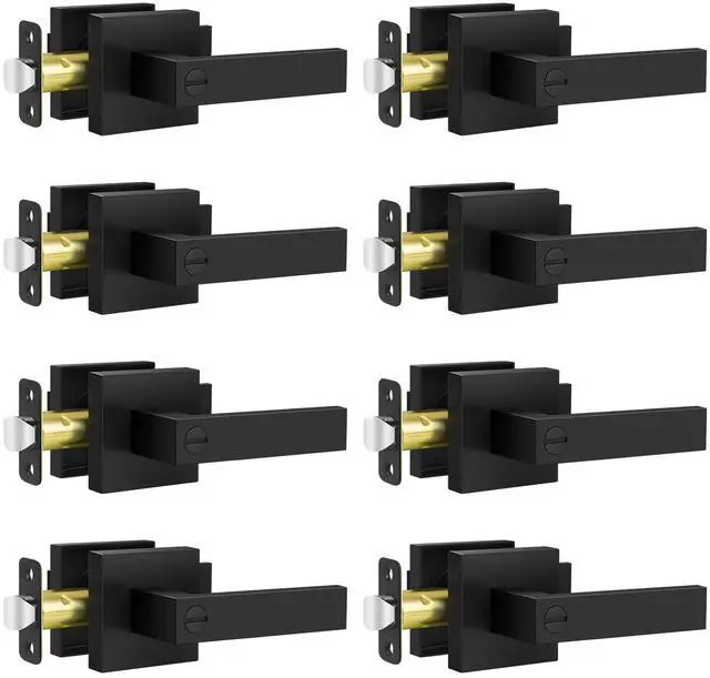 Main image of Door Handles Interior Door Knobs, Privacy Door Levers for Bedroom Bathroom, Heavy Duty Zinc Alloy Door Handles Door Leverset for Left & Right Handled Doors (8 Pack)