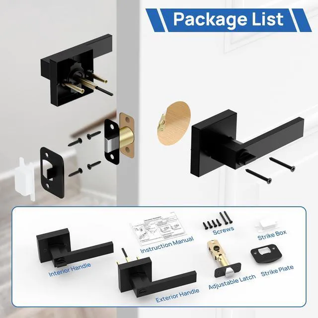 Alt view image 6 of 7 - Door Handles Interior Door Knobs, Privacy Door Levers for Bedroom Bathroom, Heavy Duty Zinc Alloy Door Handles Door Leverset for Left & Right Handled Doors (8 Pack)