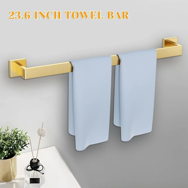 Alt view image 2 of 7 - 10 Pieces Brushed Gold Towel Bar Set Bathroom Hardware Accessories Set Upgraded Toilet Paper Holder Towel Holder/Racks Set for Bathroom Stainless Steel Wall Mounted 23.6in