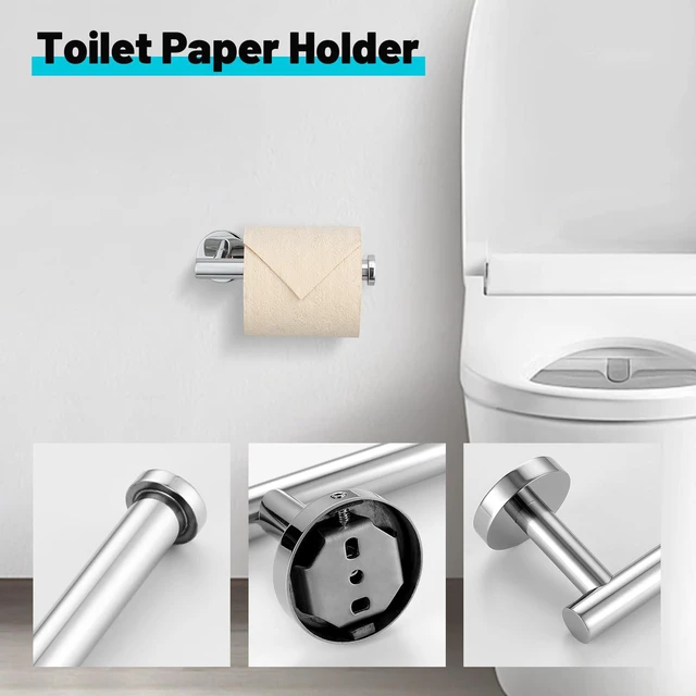Alt view image 5 of 7 - Chrome Bathroom Hardware Set, 6 Pieces Towel Bar Towel Holder Set Includes 19.68/23.6in Towel Bar, Toilet Paper Holder,Towel Ring and Towel Hook Wall Mount Bathroom Accessories Set